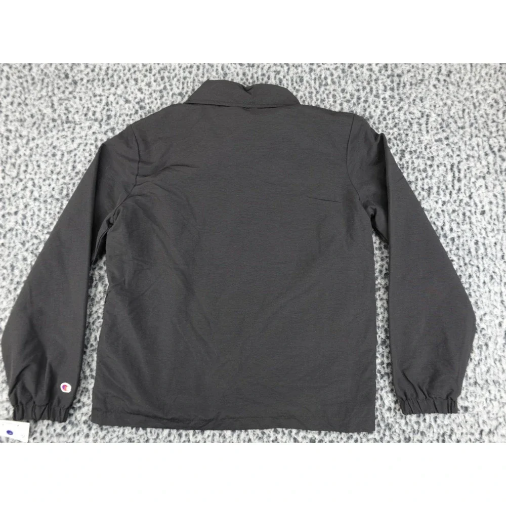Champion Boys Black Coaches Jacket Fleece Lined Snap Front Size S 8 Windbreaker‎